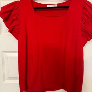 Red Ruffled Sleeve Top Size L